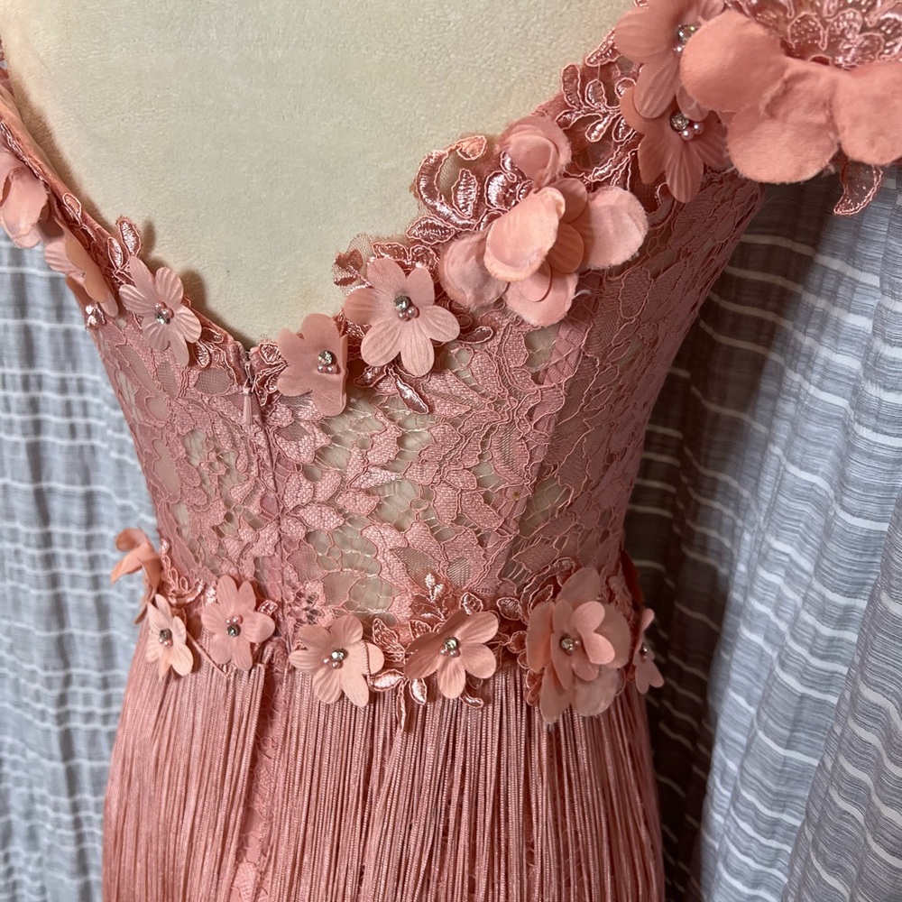 Tarik Ediz Pink Floral Fringe Dress - Picture 6 of 9
